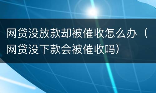 网贷没放款却被催收怎么办（网贷没下款会被催收吗）
