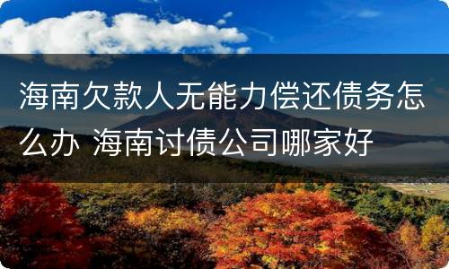 海南欠款人无能力偿还债务怎么办 海南讨债公司哪家好
