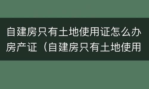 自建房只有土地使用证怎么办房产证（自建房只有土地使用证怎么办房产证费用）