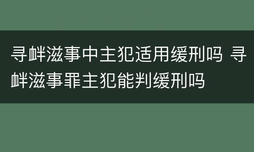 寻衅滋事中主犯适用缓刑吗 寻衅滋事罪主犯能判缓刑吗