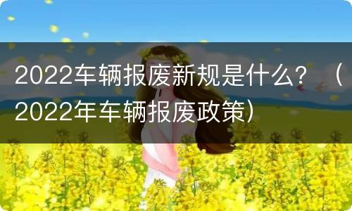 2022车辆报废新规是什么？（2022年车辆报废政策）