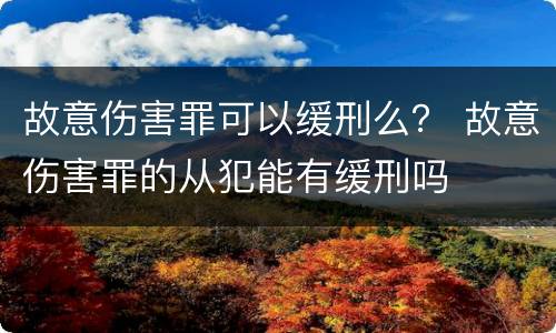故意伤害罪可以缓刑么？ 故意伤害罪的从犯能有缓刑吗