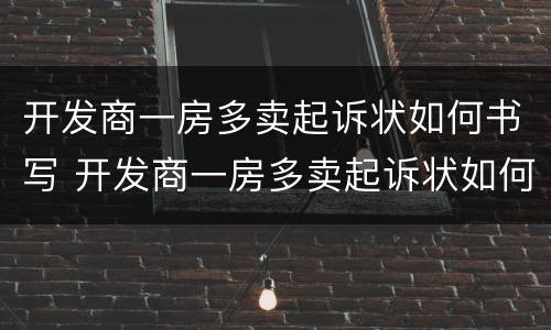 开发商一房多卖起诉状如何书写 开发商一房多卖起诉状如何书写范文