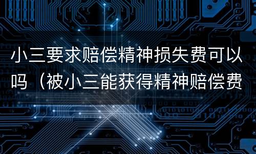 小三要求赔偿精神损失费可以吗（被小三能获得精神赔偿费吗）