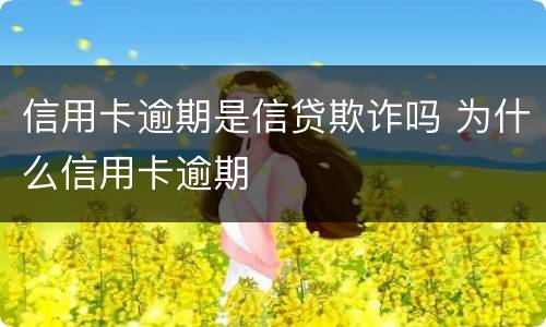 信用卡逾期是信贷欺诈吗 为什么信用卡逾期