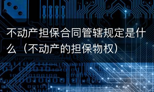 不动产担保合同管辖规定是什么（不动产的担保物权）