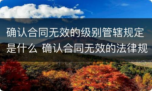 确认合同无效的级别管辖规定是什么 确认合同无效的法律规定