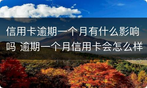 信用卡逾期一个月有什么影响吗 逾期一个月信用卡会怎么样