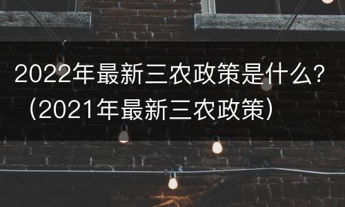 2022年最新三农政策是什么？（2021年最新三农政策）