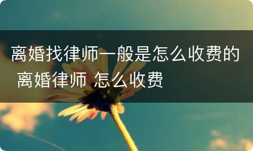 离婚找律师一般是怎么收费的 离婚律师 怎么收费