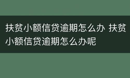 扶贫小额信贷逾期怎么办 扶贫小额信贷逾期怎么办呢
