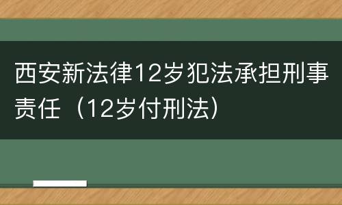 西安新法律12岁犯法承担刑事责任（12岁付刑法）