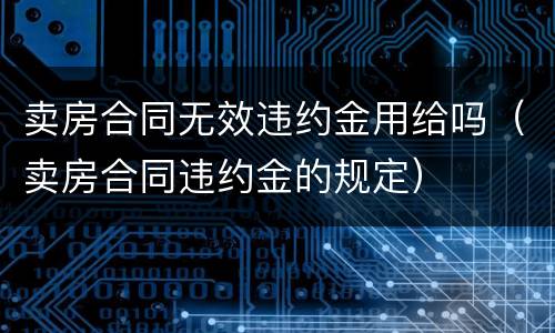 卖房合同无效违约金用给吗（卖房合同违约金的规定）