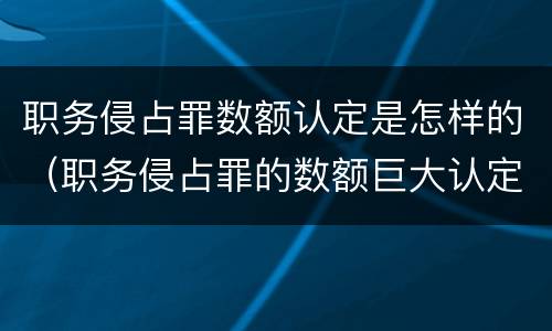 职务侵占罪数额认定是怎样的（职务侵占罪的数额巨大认定）