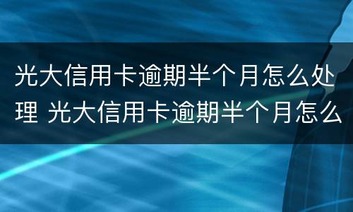 光大信用卡逾期半个月怎么处理 光大信用卡逾期半个月怎么处理好