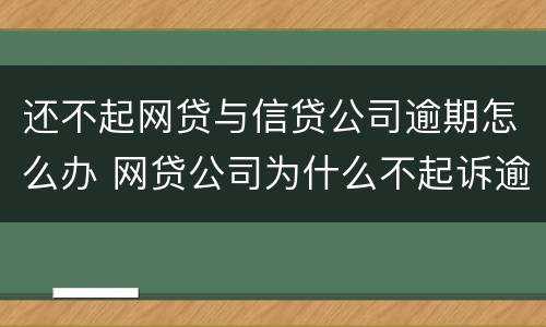 还不起网贷与信贷公司逾期怎么办 网贷公司为什么不起诉逾期者