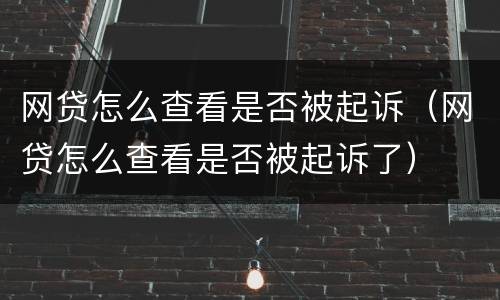 网贷怎么查看是否被起诉（网贷怎么查看是否被起诉了）