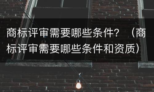 商标评审需要哪些条件？（商标评审需要哪些条件和资质）