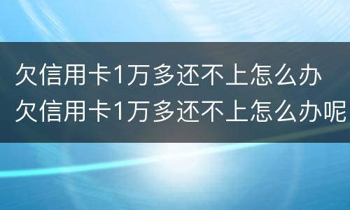 欠信用卡1万多还不上怎么办 欠信用卡1万多还不上怎么办呢