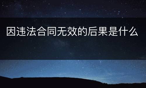 因违法合同无效的后果是什么