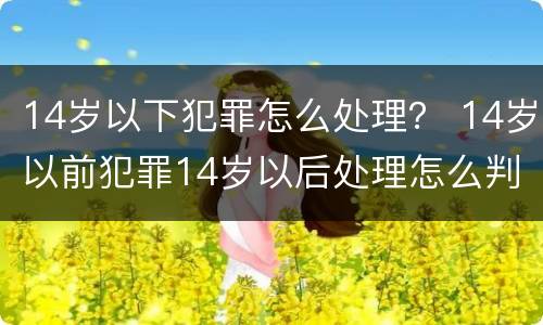 14岁以下犯罪怎么处理？ 14岁以前犯罪14岁以后处理怎么判刑
