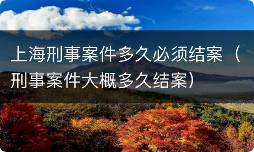上海刑事案件多久必须结案（刑事案件大概多久结案）
