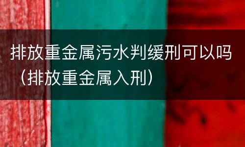 排放重金属污水判缓刑可以吗（排放重金属入刑）