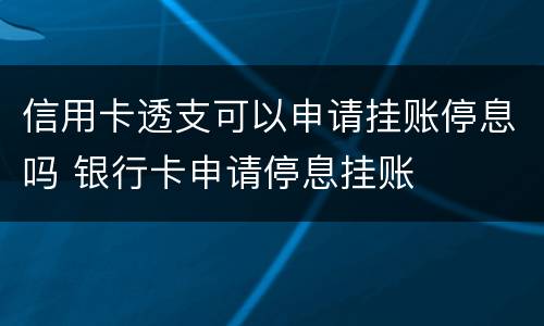 信用卡透支可以申请挂账停息吗 银行卡申请停息挂账