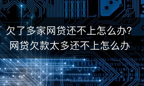 欠了多家网贷还不上怎么办？ 网贷欠款太多还不上怎么办