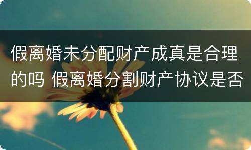 假离婚未分配财产成真是合理的吗 假离婚分割财产协议是否有效