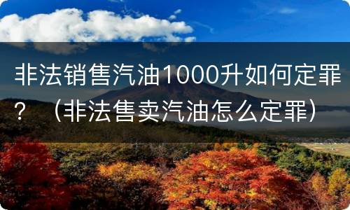 非法销售汽油1000升如何定罪？（非法售卖汽油怎么定罪）