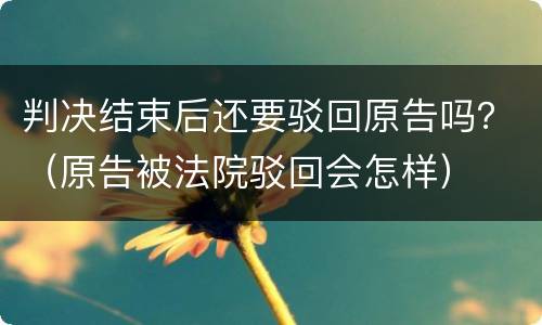 判决结束后还要驳回原告吗？（原告被法院驳回会怎样）