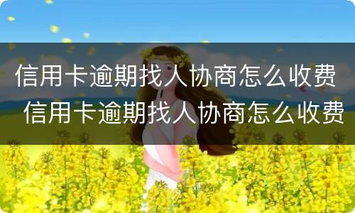信用卡逾期找人协商怎么收费 信用卡逾期找人协商怎么收费呢