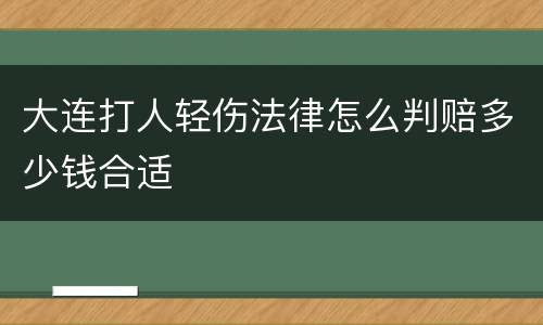 大连打人轻伤法律怎么判赔多少钱合适