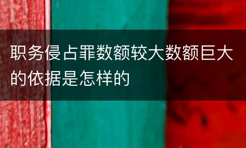 职务侵占罪数额较大数额巨大的依据是怎样的