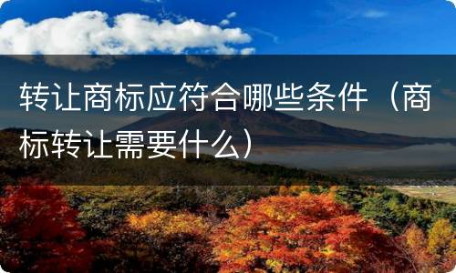 转让商标应符合哪些条件（商标转让需要什么）