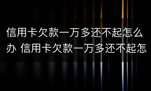 信用卡欠款一万多还不起怎么办 信用卡欠款一万多还不起怎么办呀
