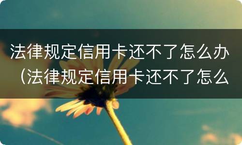 法律规定信用卡还不了怎么办（法律规定信用卡还不了怎么办理）