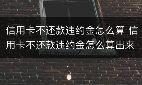 信用卡不还款违约金怎么算 信用卡不还款违约金怎么算出来的