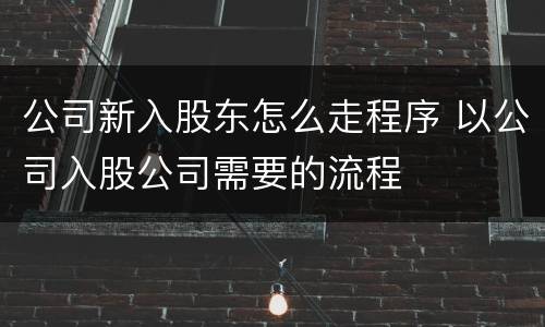 公司新入股东怎么走程序 以公司入股公司需要的流程