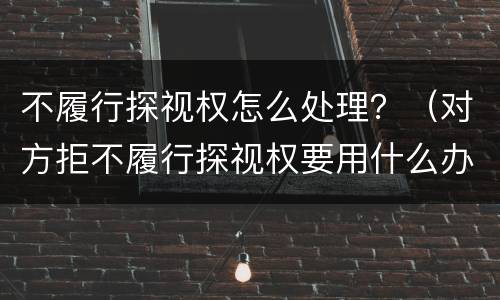 不履行探视权怎么处理？（对方拒不履行探视权要用什么办法）