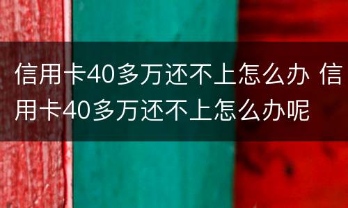 信用卡40多万还不上怎么办 信用卡40多万还不上怎么办呢