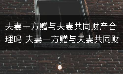 夫妻一方赠与夫妻共同财产合理吗 夫妻一方赠与夫妻共同财产合理吗