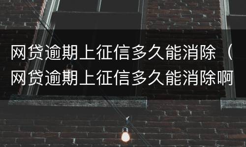 网贷逾期上征信多久能消除（网贷逾期上征信多久能消除啊）