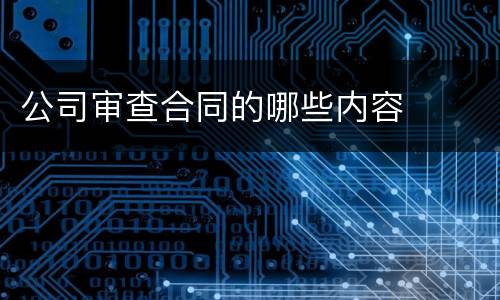 公司审查合同的哪些内容