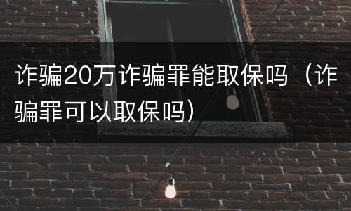诈骗20万诈骗罪能取保吗（诈骗罪可以取保吗）