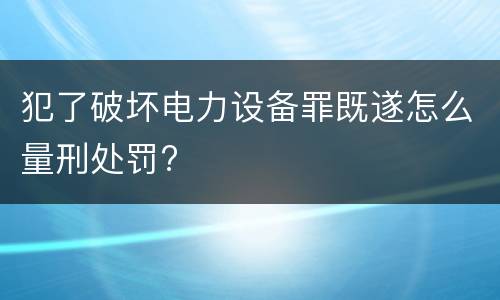 犯了破坏电力设备罪既遂怎么量刑处罚?