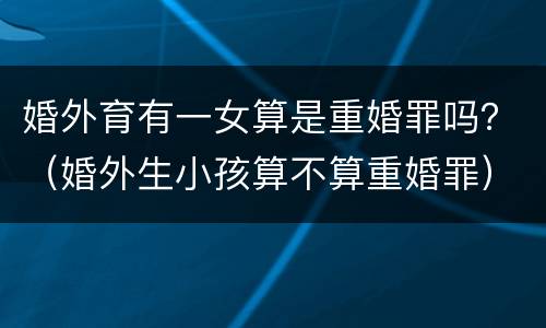 婚外育有一女算是重婚罪吗？（婚外生小孩算不算重婚罪）