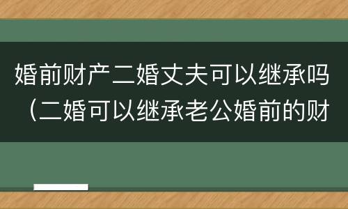 婚前财产二婚丈夫可以继承吗（二婚可以继承老公婚前的财产吗）