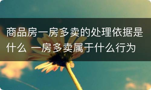 商品房一房多卖的处理依据是什么 一房多卖属于什么行为